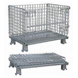 2023 Foldable Metal Pallet Wire Mesh Container Cages for Warehouse Storage