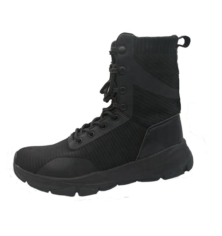 Factory black suede leather tactical american style hiking outdoor boots with zip