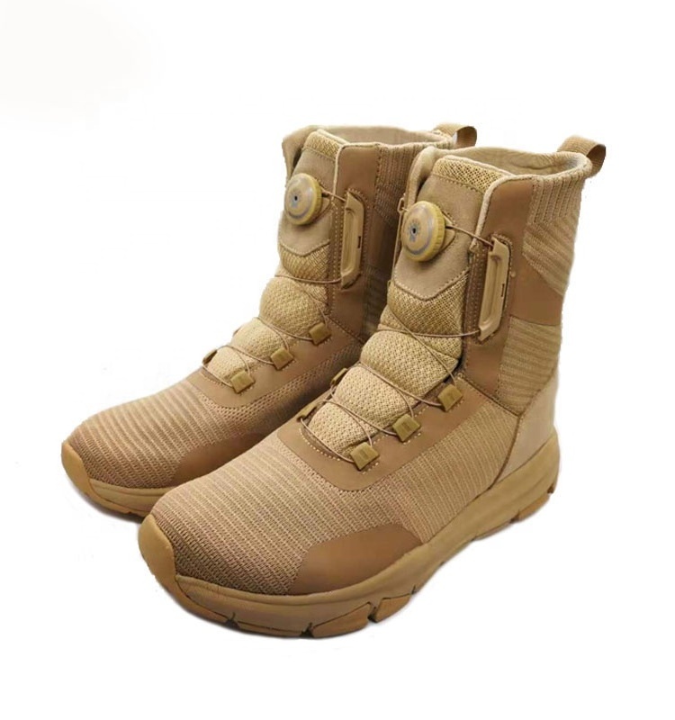 Beige Men's Khaki Suede Leather Outsole Training Tactical boots Desert Shoes for hot weather