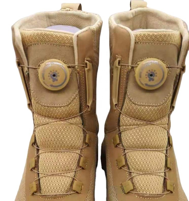 Beige Men's Khaki Suede Leather Outsole Training Tactical boots Desert Shoes for hot weather