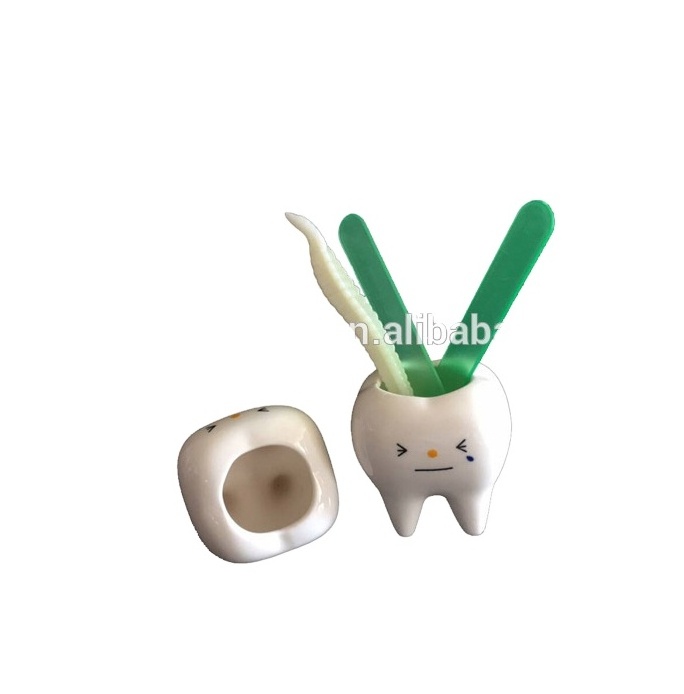 V-B1171 Wholesale school stationery custom ceramic tooth shaped bulk desktop pen holder