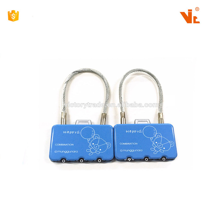 V-GF21-11 Competitive price 3 dials small cable tsa password pad lock for luggage bag