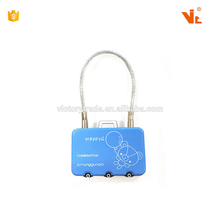 V-GF21-11 Competitive price 3 dials small cable tsa password pad lock for luggage bag