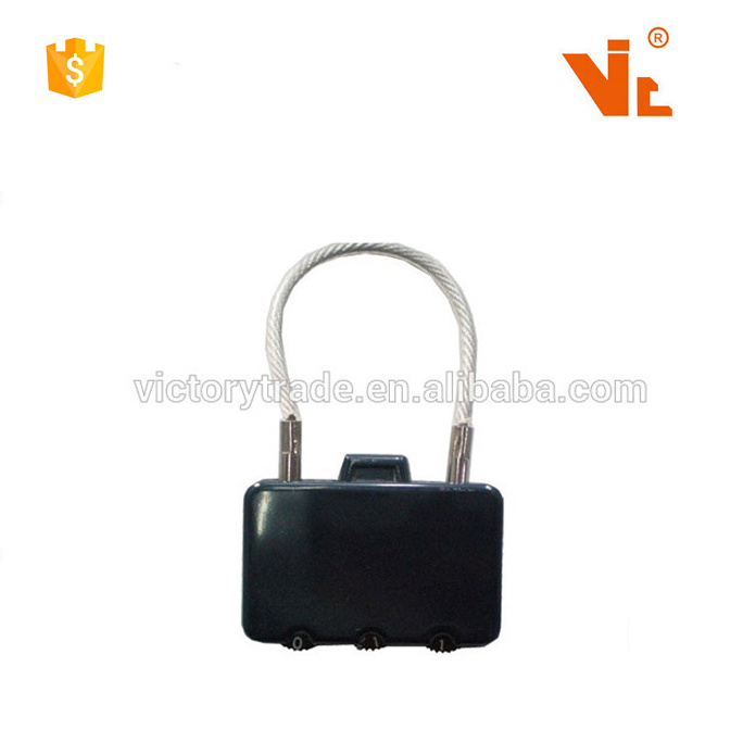 V-GF21-11 Competitive price 3 dials small cable tsa password pad lock for luggage bag