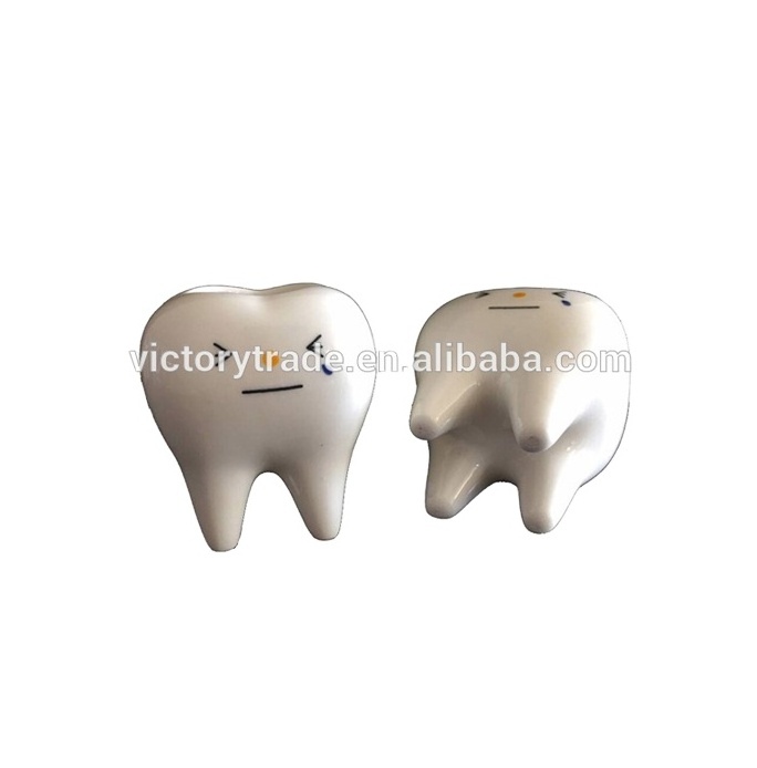 V-B1171 Wholesale school stationery custom ceramic tooth shaped bulk desktop pen holder