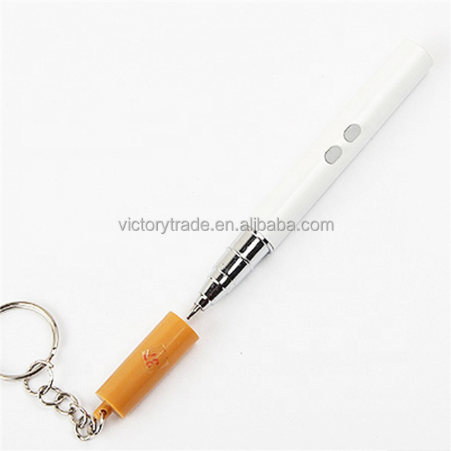 V-GF01-25 Wholesale mini 3 in 1 cigarette shaped flashlight keychain led laser pointer with ballpoint pen