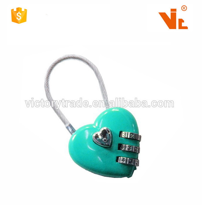 V-GF21-19 Love Heart Shape Security Cable Cabinet Lock Mini 3 Digits Combination Code Lock