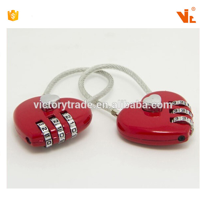 V-GF21-19 Love Heart Shape Security Cable Cabinet Lock Mini 3 Digits Combination Code Lock