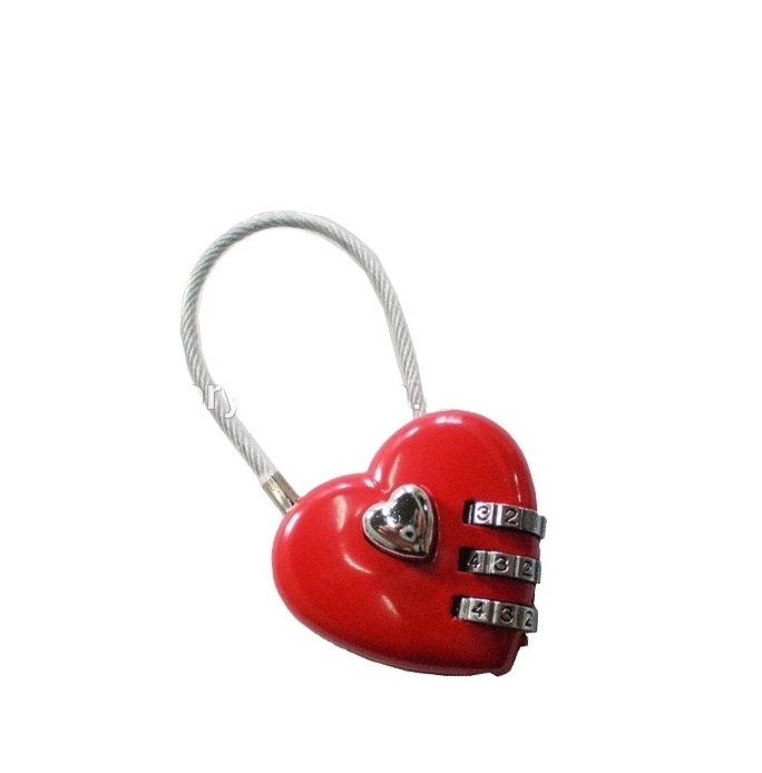 V-GF21-19 Love Heart Shape Security Cable Cabinet Lock Mini 3 Digits Combination Code Lock