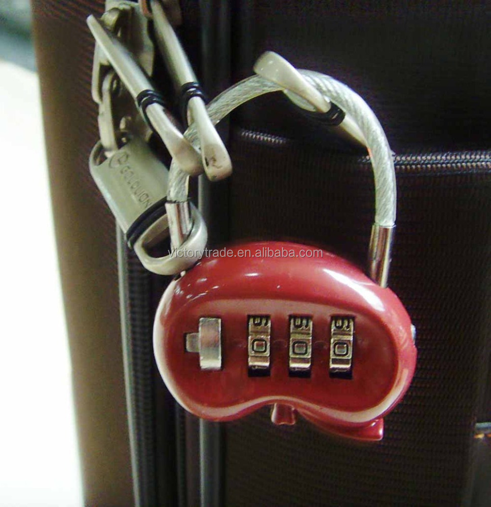 V-GF21-05 Hot sale kidney shaped 3 digital TSA retractable cable combination lock luggage suitcase lock