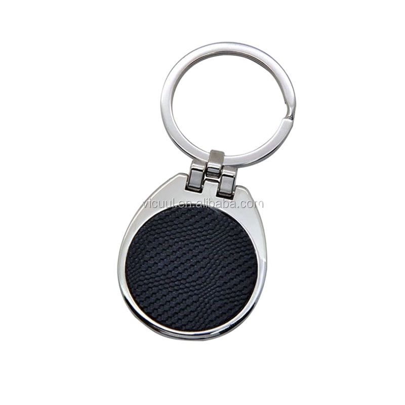 Custom wholesale cheap metal round key holder with PU pasted