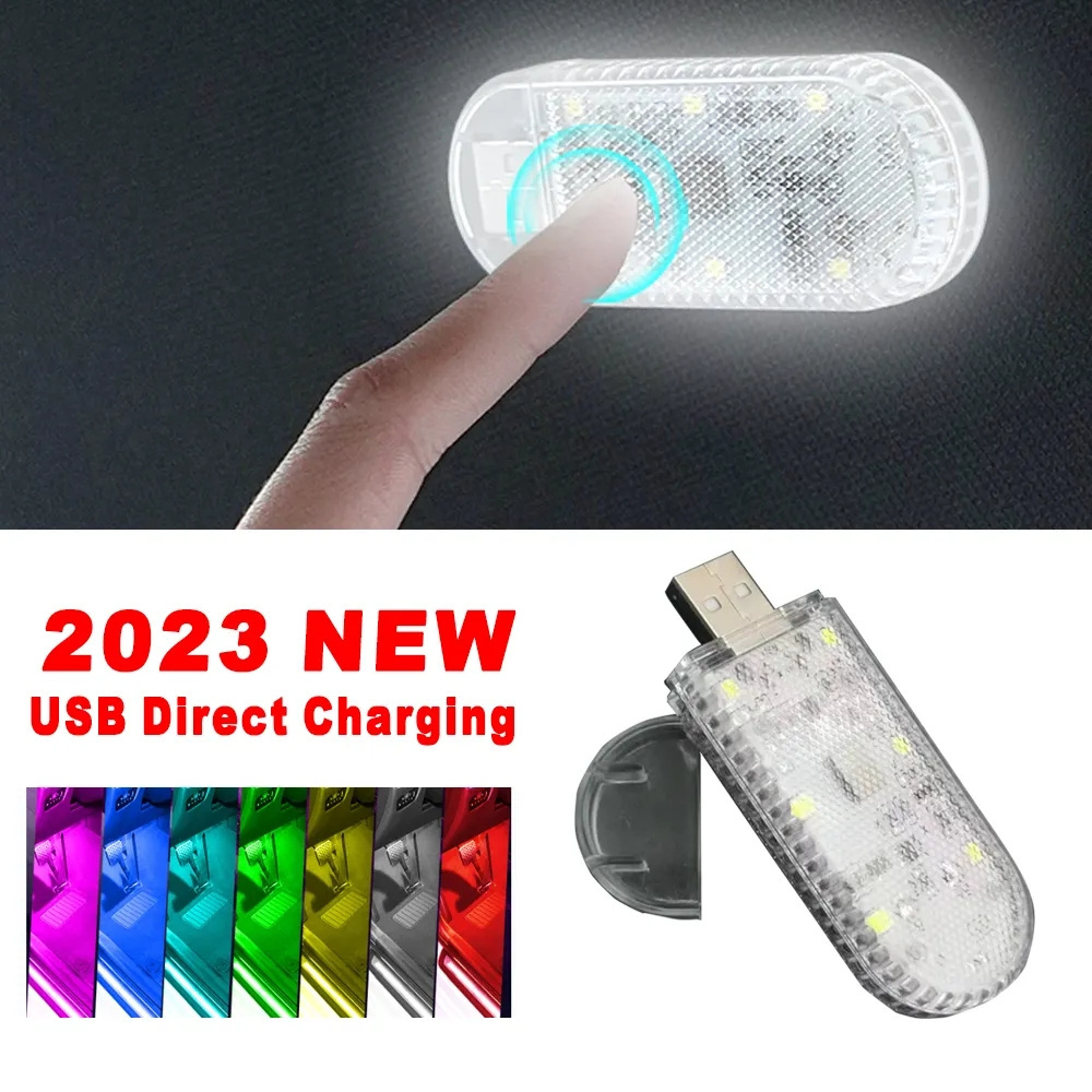 2023 New Atmosphere Car LED Touch Light USB Direct Charging 200MA Auto Interior Lamp Magic Stickers Ambient Bulb Mode Warning