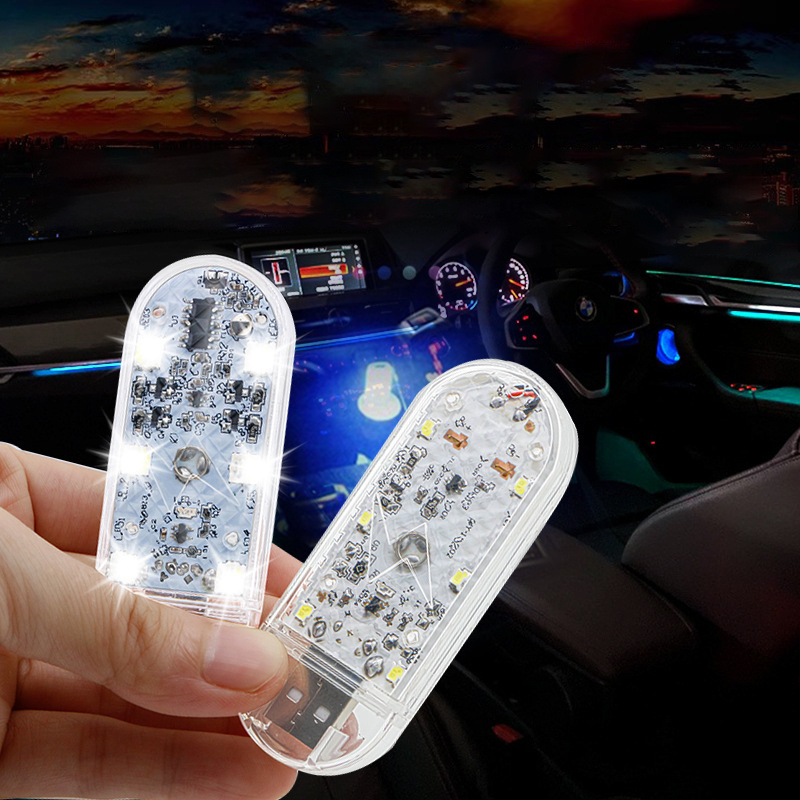 New Car LED Touch Light USB Direct Charging 200MA Auto Interior Lamp Magic Stickers Ambient Light Mode Warning Light Model