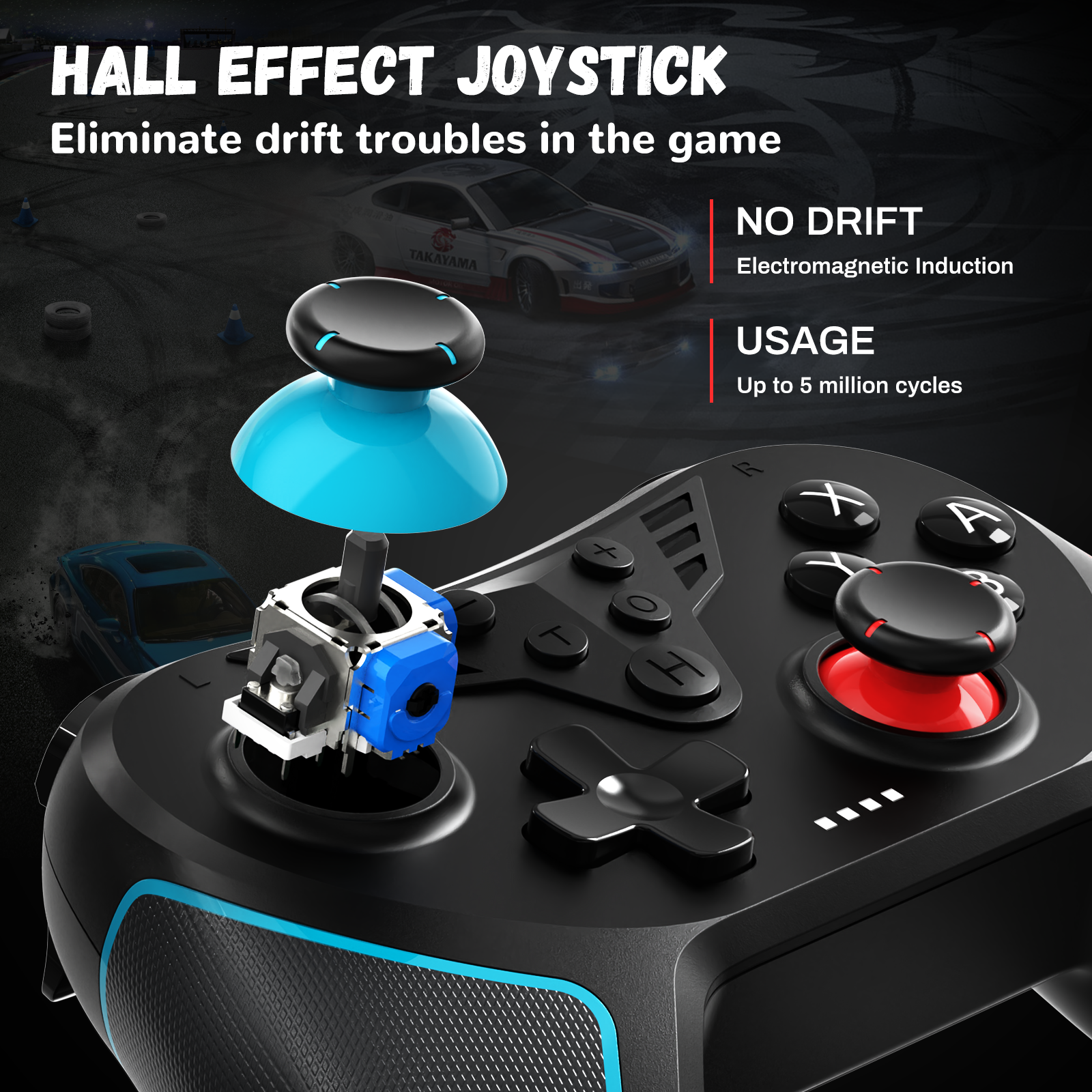 Honcam Switch Controller Wireless Pro Controller Remote Gamepad Hall Joystick Anti-drift for Nintendo Switch Lite OLED