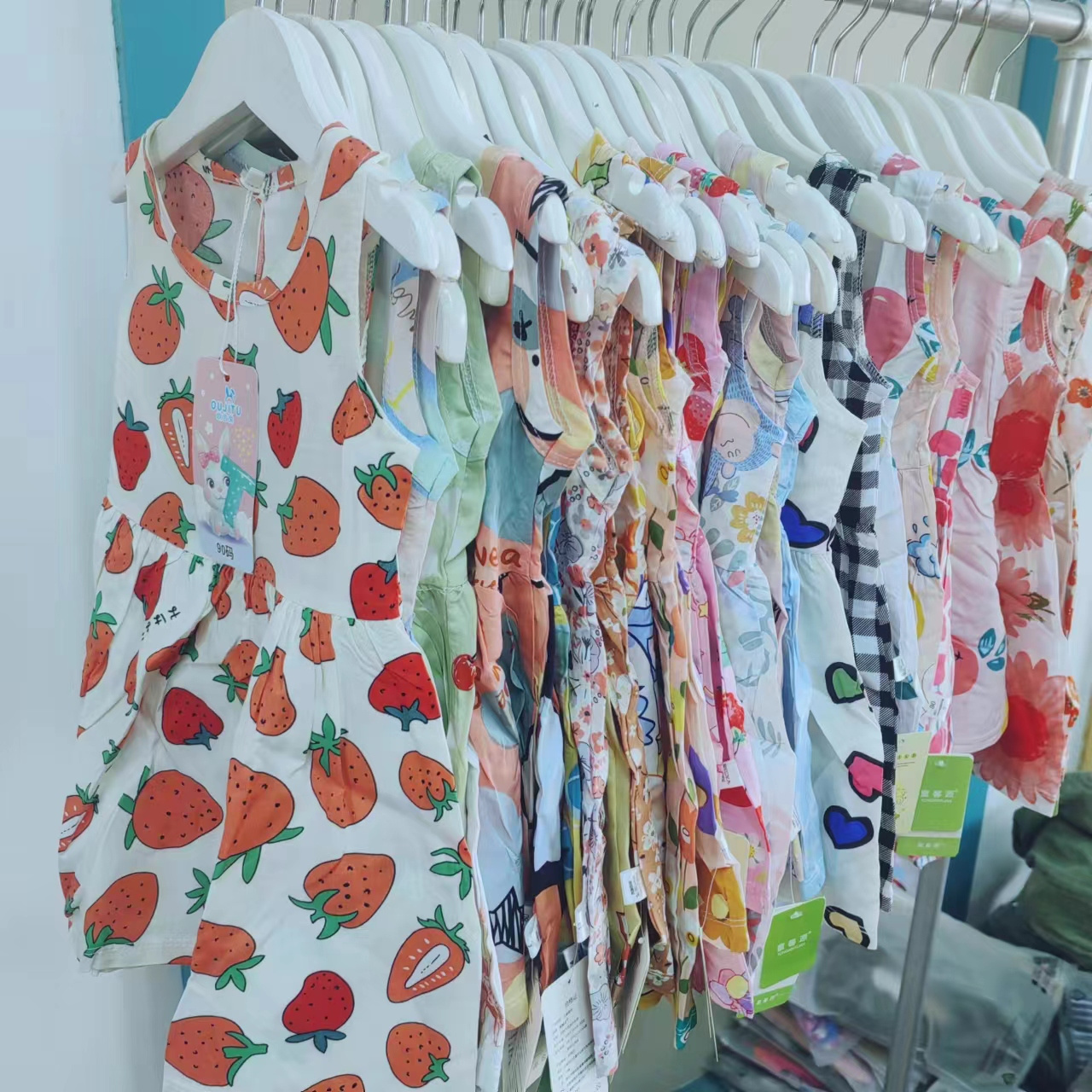 Wholesale baby girls summer short sleeved dresses cotton dresses children girls casual dresses children's clothing