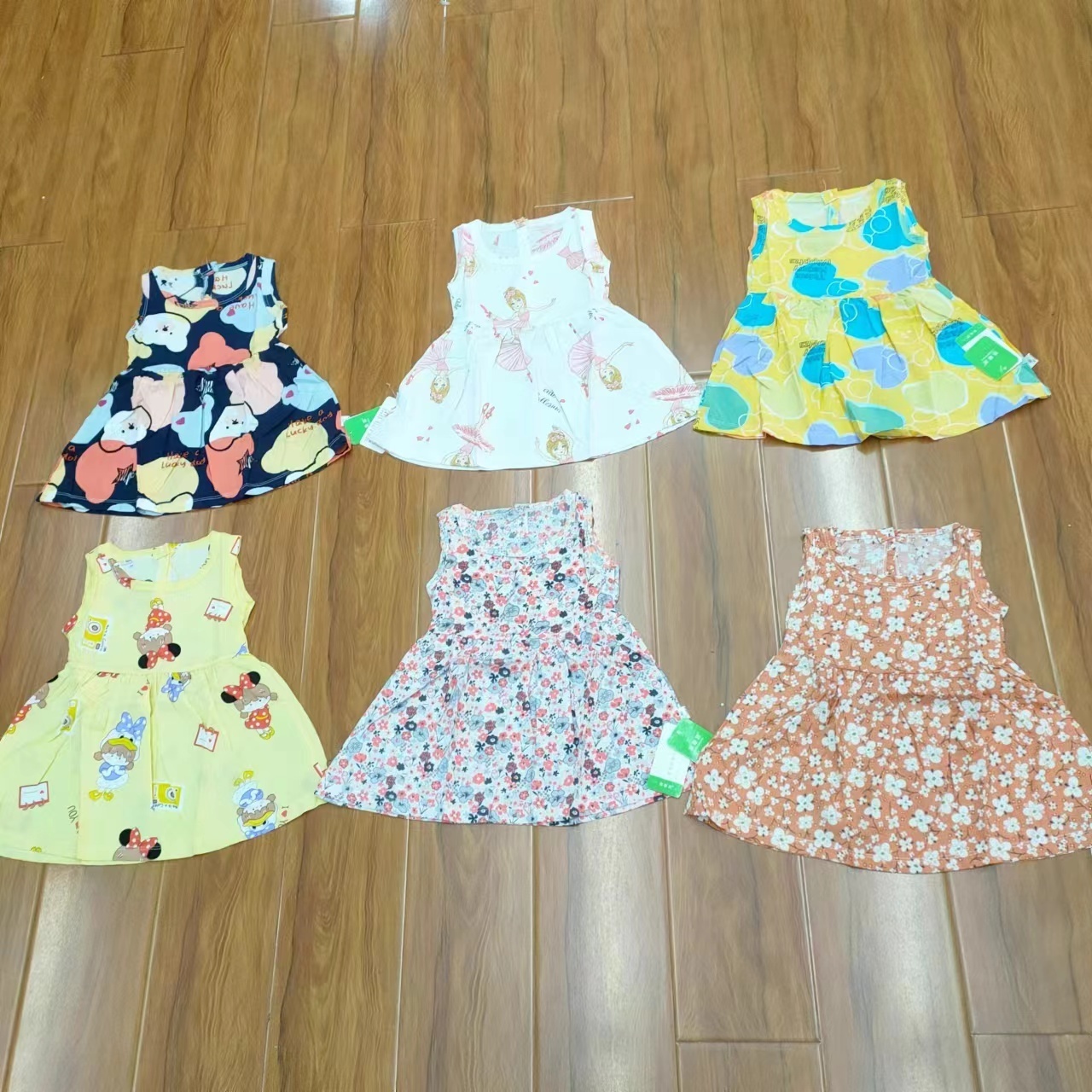 Wholesale baby girls summer short sleeved dresses cotton dresses children girls casual dresses children's clothing