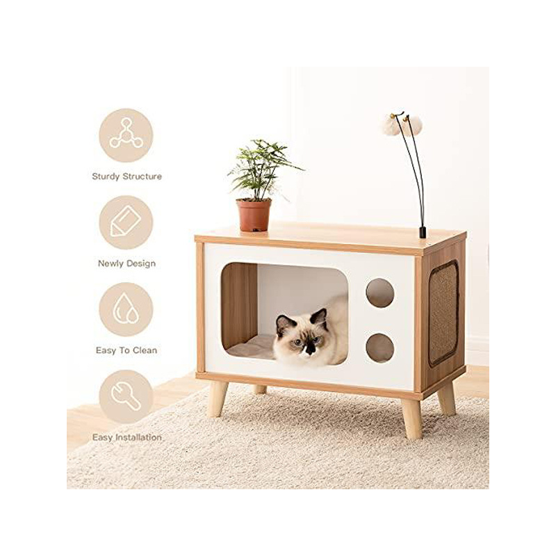 whosale wooden small pet house indoor cat house Cat litter box enclosure closed cat litter box