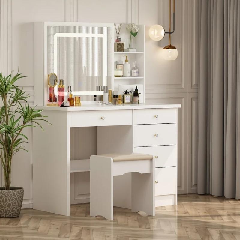 High end Luxury Style Bedroom Furniture Storage Girls Dresser Modern European   nordic Dressing tables makeup Table with mirror