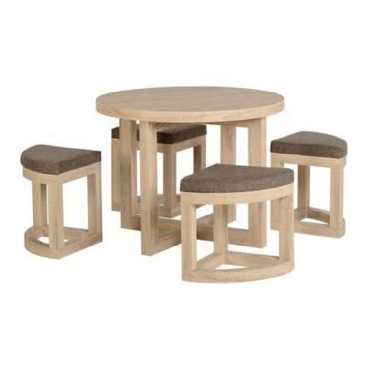 Modern Wooden Dinning Table  Set Dinning Room Furniture Round Dining Table With 4 Chairs