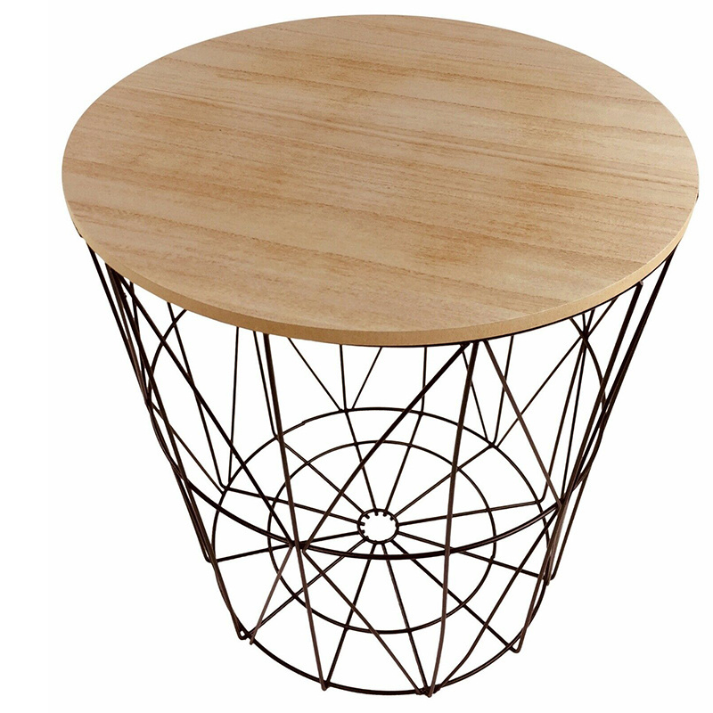 Sofa metal Wire Round Wood side coffee table basket fashion square round stainless steel aluminium coffee table