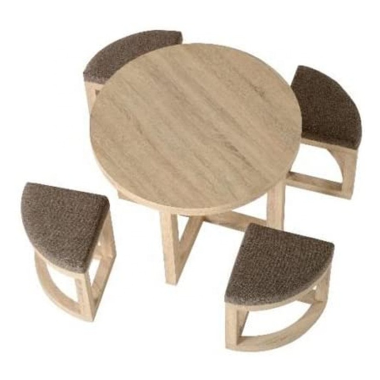 Modern Wooden Dinning Table  Set Dinning Room Furniture Round Dining Table With 4 Chairs