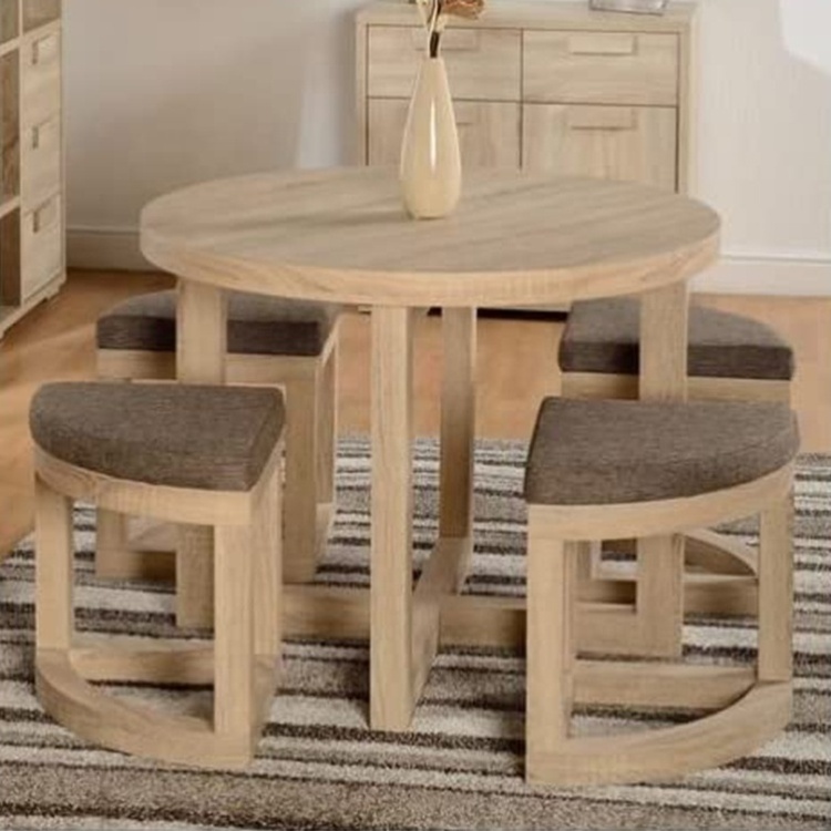 Modern Wooden Dinning Table  Set Dinning Room Furniture Round Dining Table With 4 Chairs