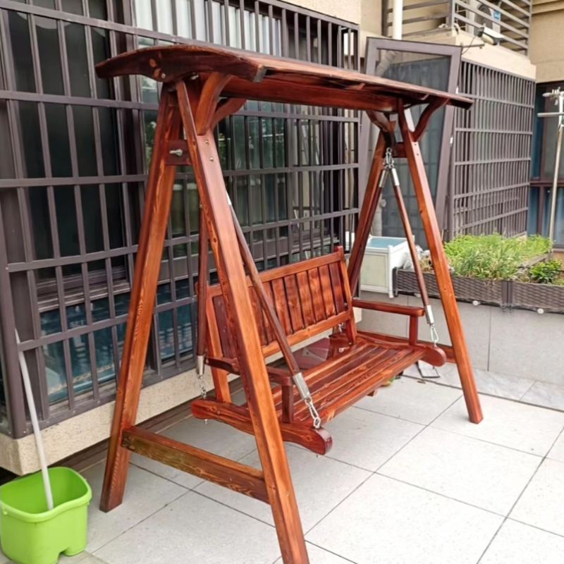 Supplies Balcony 3 Seater wood Adult Patio Garden Swing Chair Outdoor Furniture With Stand