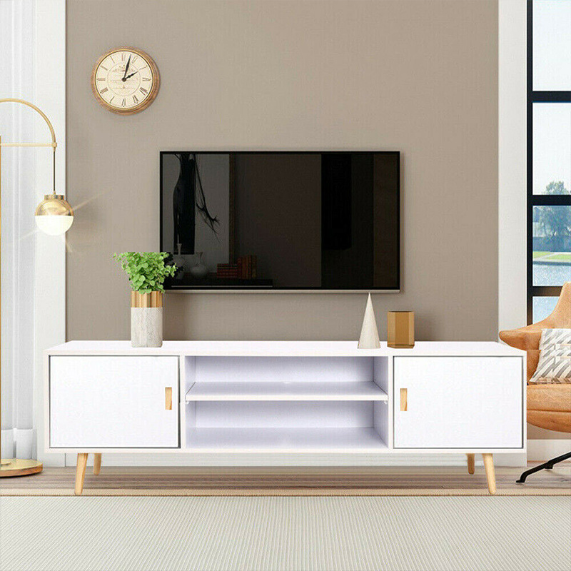 Custom MDF Living Room Furniture White Coffee Tables Modern TV Stands  Modern TV Cabinet Stand with Open Storage