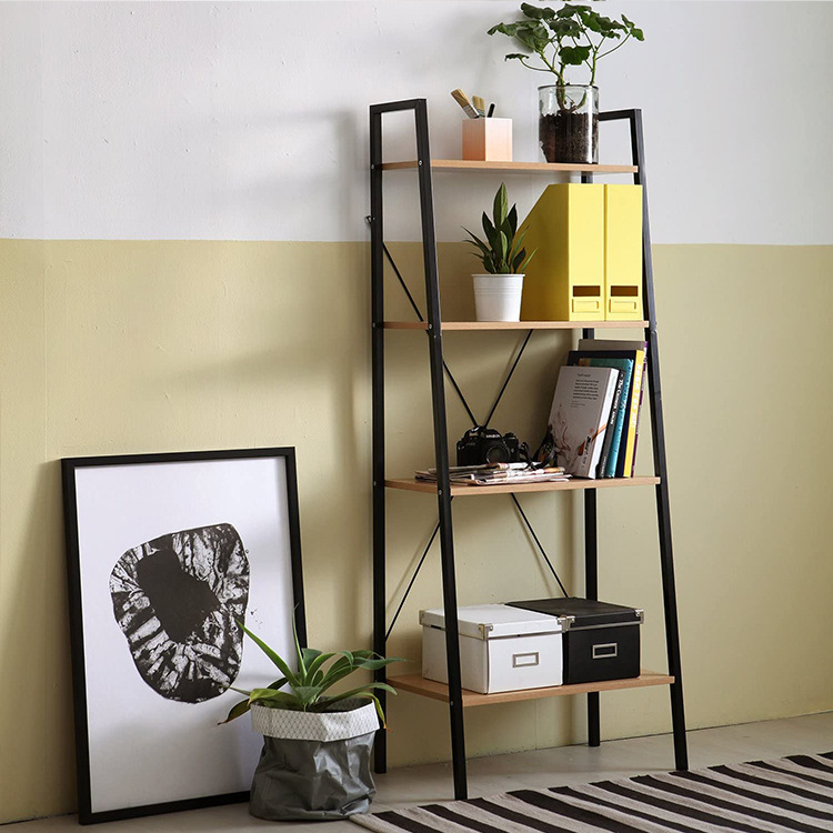 Indoor Plant Racks 4 tier ladder design book rack cheap and tall solid wood ladder bookcase Ladder shelf