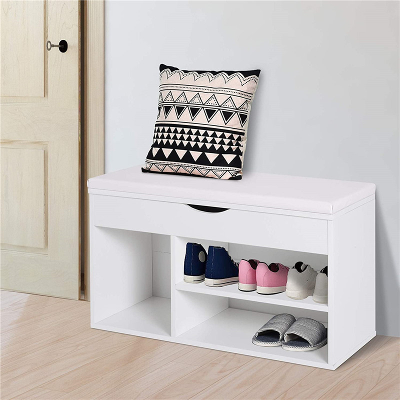 Wood Entryway Storage Cushioned Bench Shoe Rack Cabinet Organizer Corner Shoe Cabinet