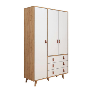 Teak wood wardrobe equipped with 2 doors 2 bottom drawers and clothes hangers bedroom furniture for bedroom apartment