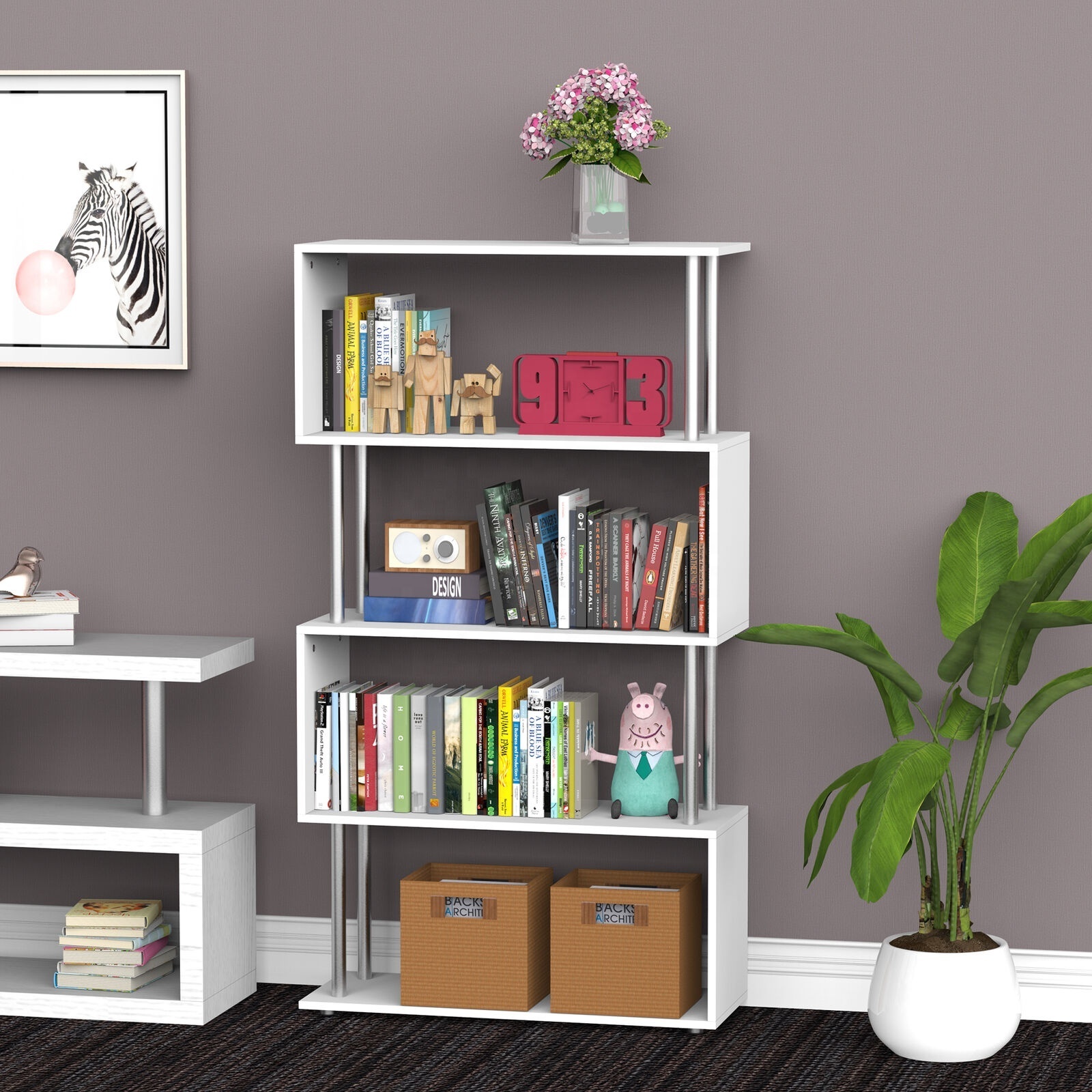 Wooden Bookshelf Storage Display Unit Room Divider Wall Shelves Home Decor Shelf Dividers Kitchen Living Room Bed Room Corner