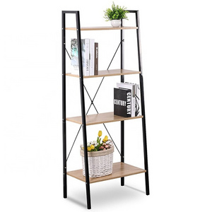 Indoor Plant Racks 4 tier ladder design book rack cheap and tall solid wood ladder bookcase Ladder shelf