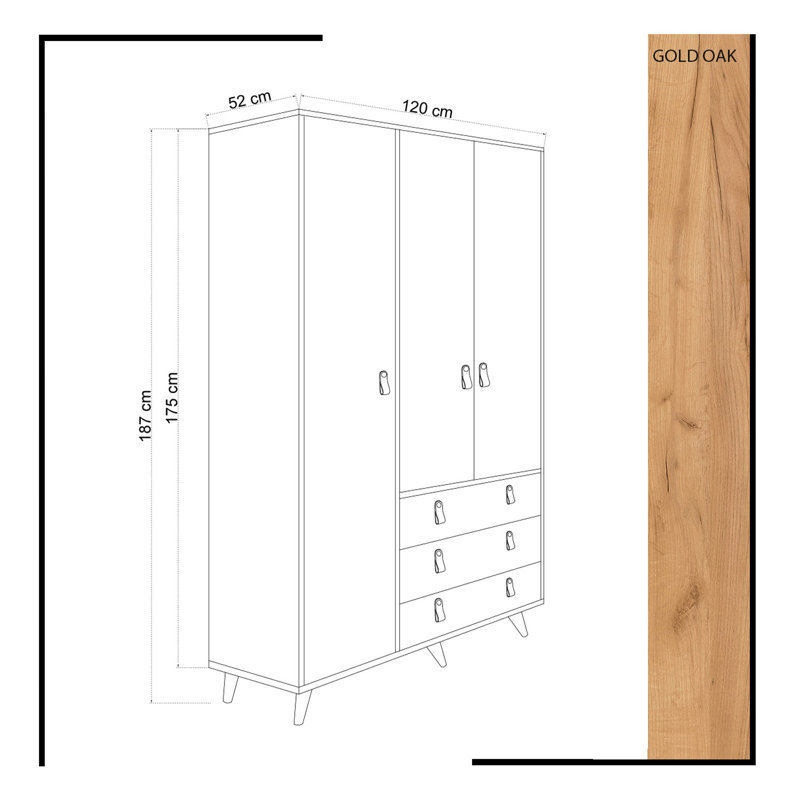 Teak wood wardrobe equipped with 2 doors 2 bottom drawers and clothes hangers bedroom furniture for bedroom apartment