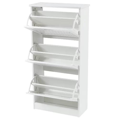 White modern wood  shoe cabinet storage organizer home 3-Tier modern shoe racks Closet Organizer Cabinet Shoe Rack