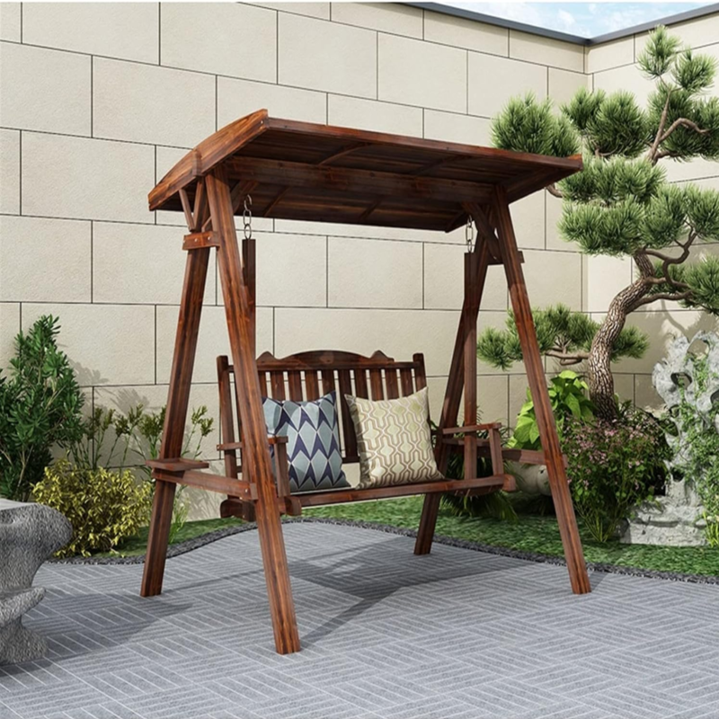 Supplies Balcony 3 Seater wood Adult Patio Garden Swing Chair Outdoor Furniture With Stand