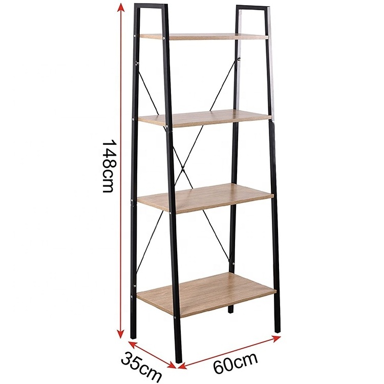 Indoor Plant Racks 4 tier ladder design book rack cheap and tall solid wood ladder bookcase Ladder shelf