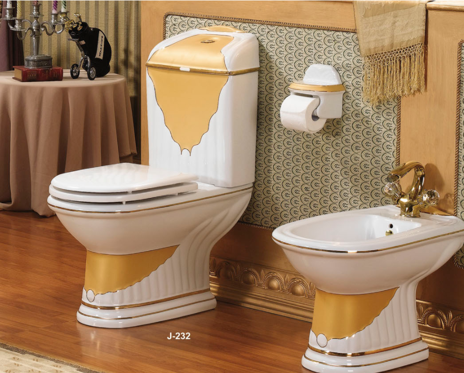 Vieany Brand J-232 High Quality Sanitary Ware WC toilet With Ceramic Rimless Two Piece Hotel Toilet Set