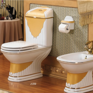 Vieany Brand J-232 High Quality Sanitary Ware WC toilet With Ceramic Rimless Two Piece Hotel Toilet Set