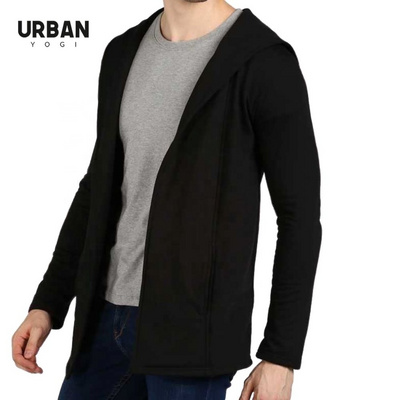 Fleece Shrug Cardigan Hoodie Sweatshirt Pullover Long Sleeve Wholesale Men Black men's hoodies & sweatshirts