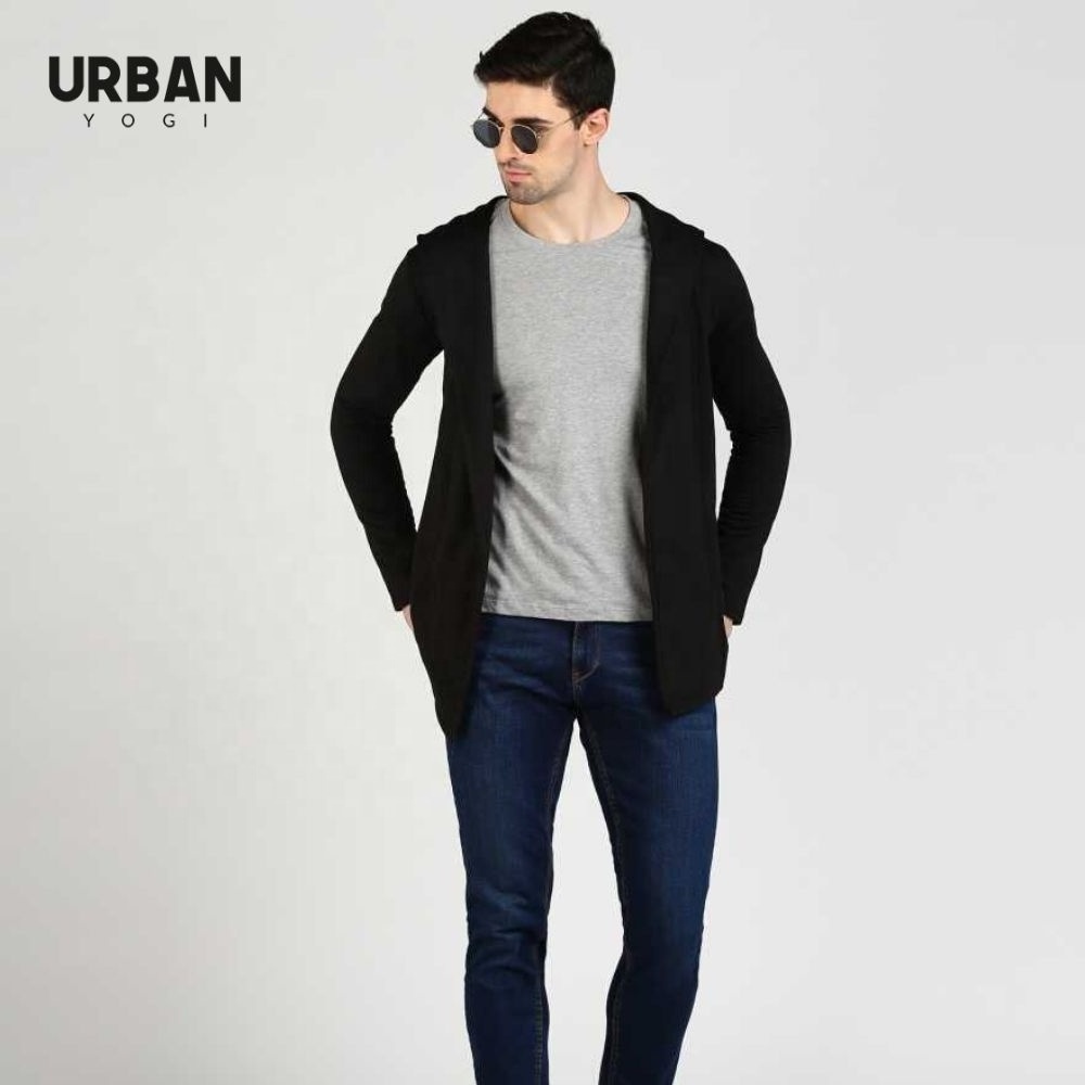 Fleece Shrug Cardigan Hoodie Sweatshirt Pullover Long Sleeve Wholesale Men Black men's hoodies & sweatshirts