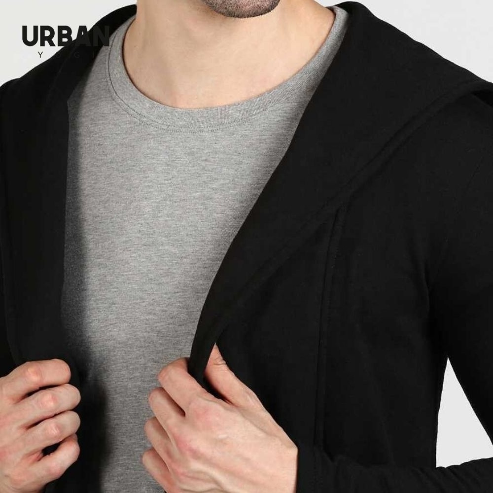 Fleece Shrug Cardigan Hoodie Sweatshirt Pullover Long Sleeve Wholesale Men Black men's hoodies & sweatshirts