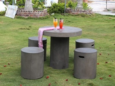 Wholesale Price 2024 Greenhouse Garden Planter Round Concrete Stool in Dark Grey Made in Vietnam