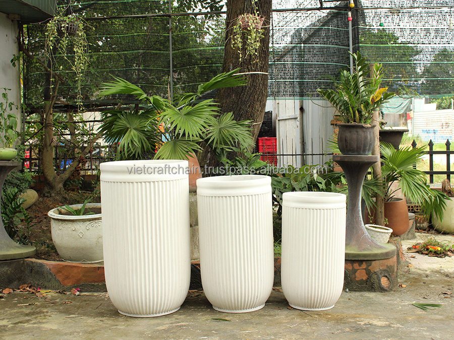 Wholesale customized sphere flower pot planters outdoor fiberglass cement from Vietnam factory