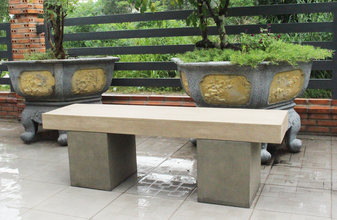 Custom Size Outdoor Solid Wood Patio Garden Patio Bench Seat For Public made in Vietnam