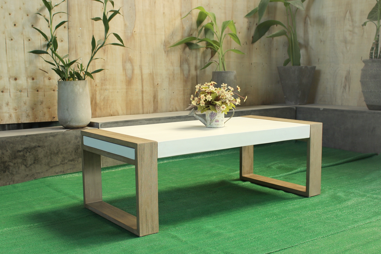 Modernist Coffee Table High Quality Steady Acacia Wood Trestle Dining Table Outdoor Furniture