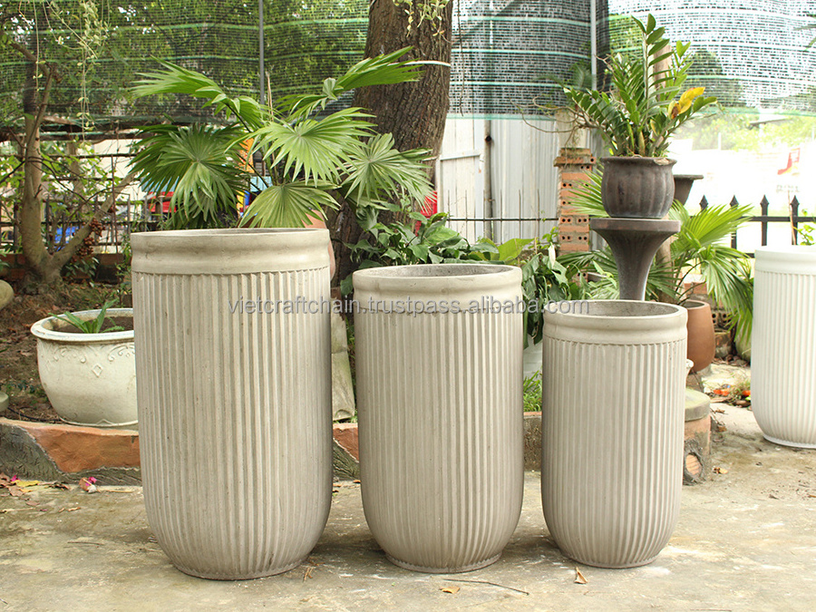 Wholesale customized sphere flower pot planters outdoor fiberglass cement from Vietnam factory