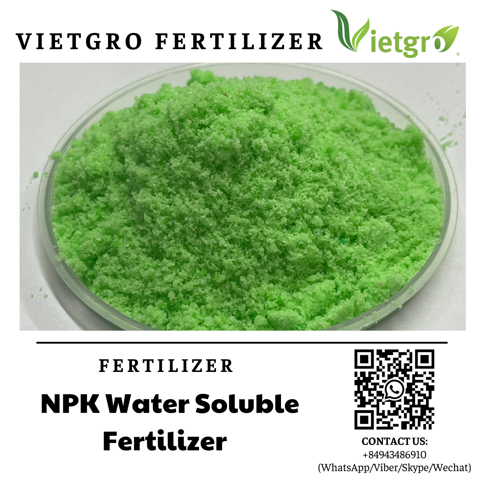 Vietgro NPK Water Soluble Fertilizer Green Powder For Agriculture