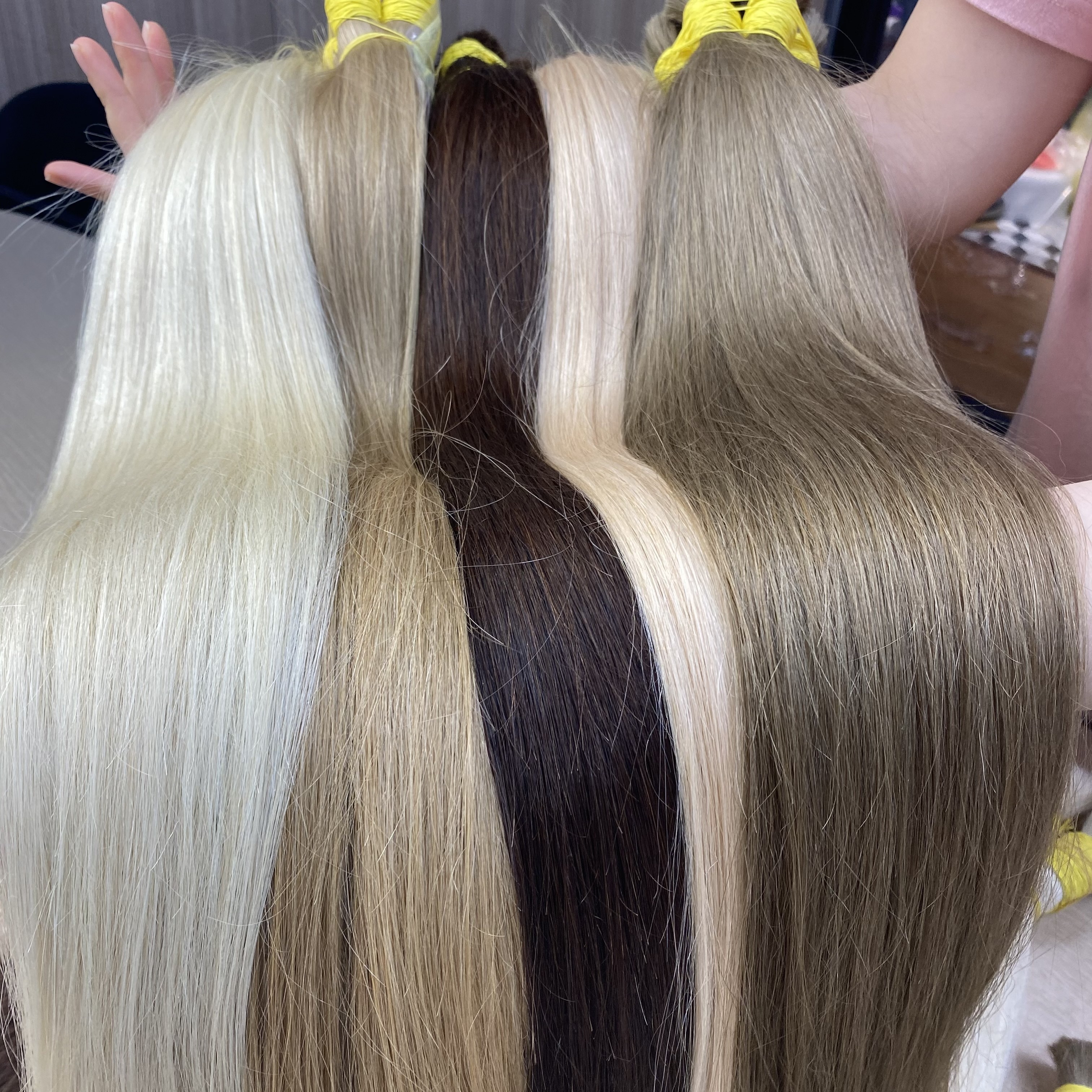 Full Cuticle Soft Virgin Remy Bulk Hair Russian Slavic Human Hair Bulk 40- 70cm for Russia, Colored Human Hair Extensions