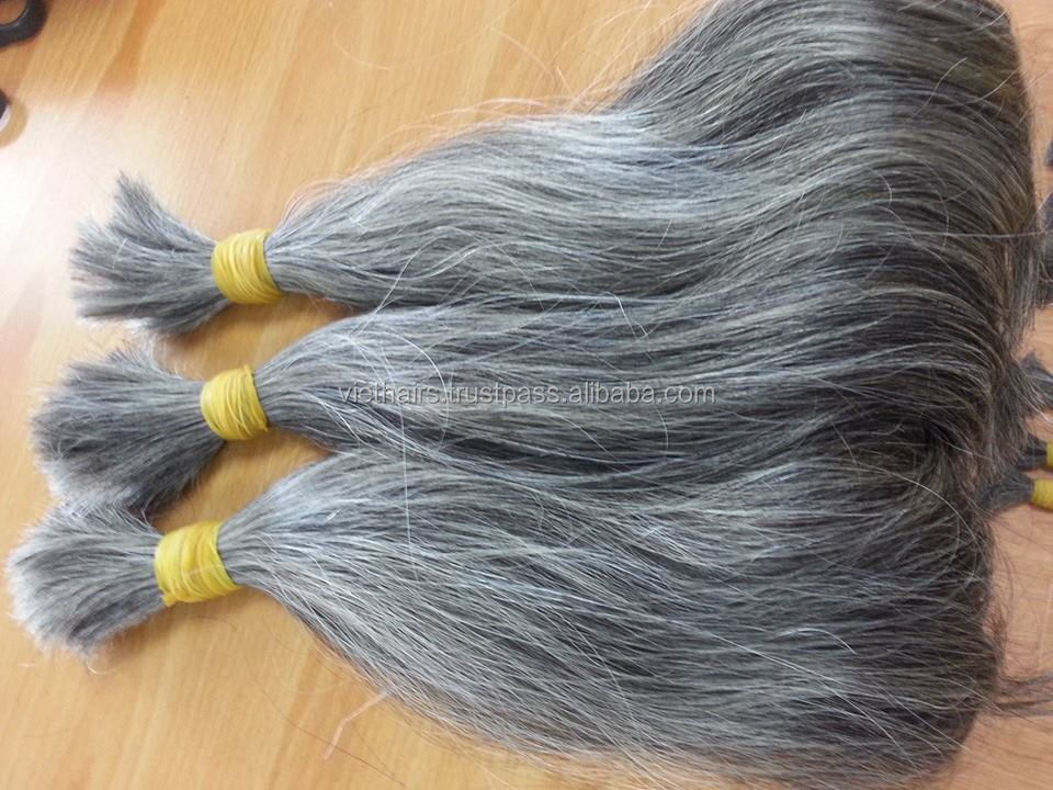 Grey Human Hair Extension For Braiding Brazilian Straight Hair